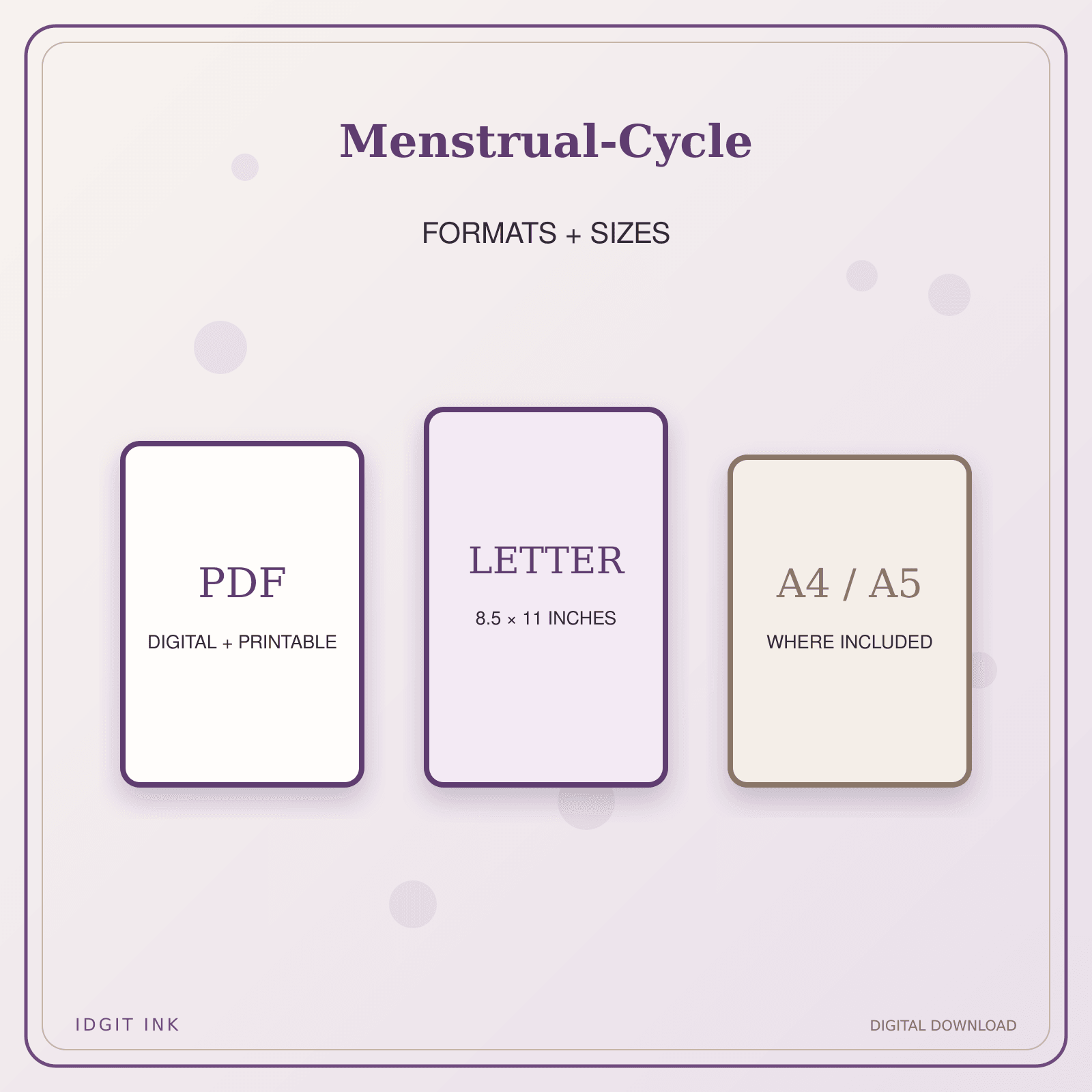Idgit Ink Menstrual-Cycle deluxe journal and planner bundle — digital formats and available page sizes