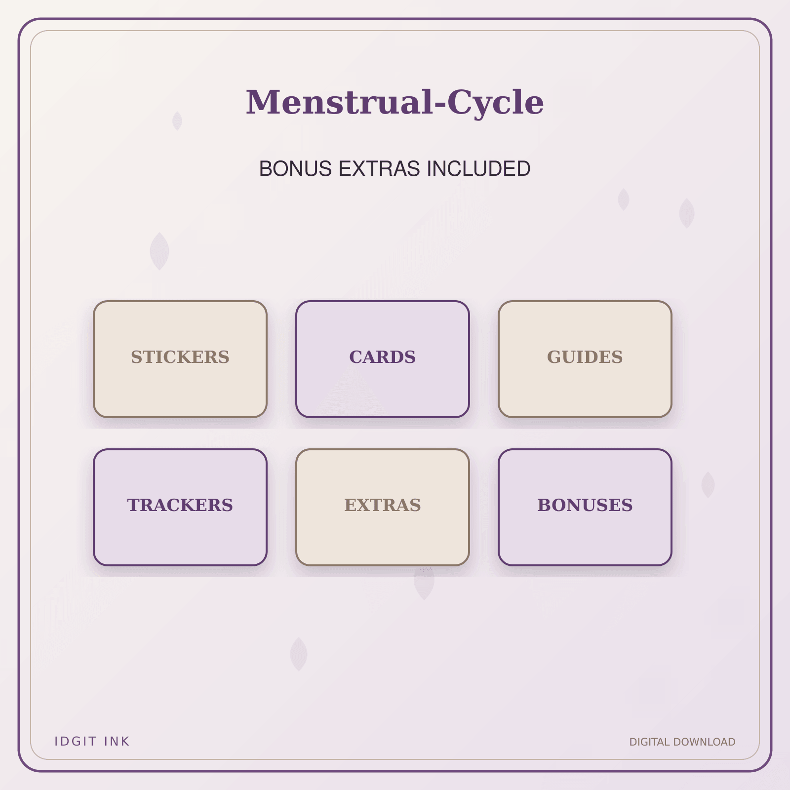 Idgit Ink Menstrual-Cycle deluxe journal and planner bundle — included digital stickers and cards