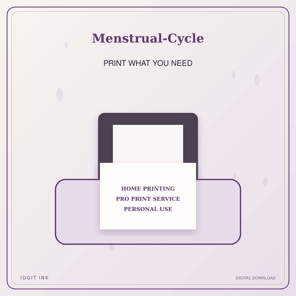 Idgit Ink Menstrual-Cycle deluxe journal and planner bundle — home and professional printing information