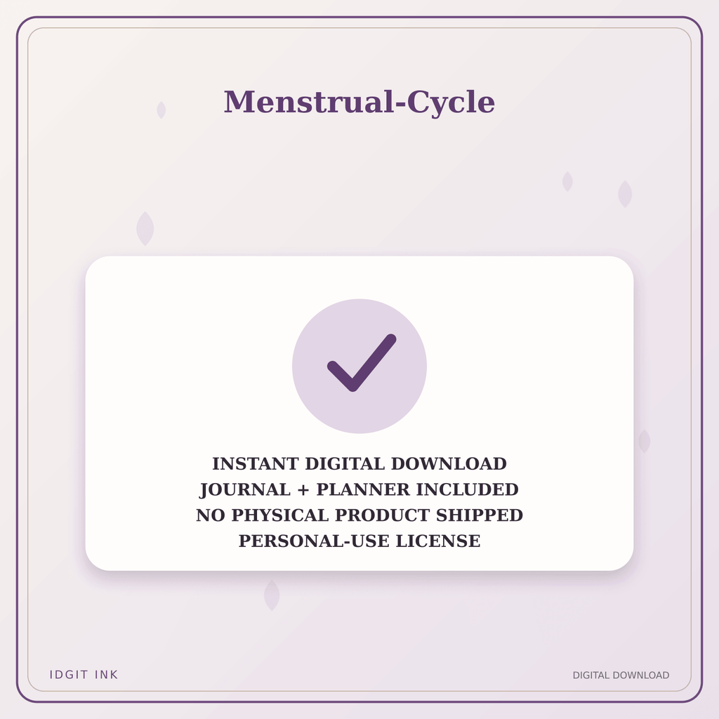 Idgit Ink Menstrual-Cycle deluxe journal and planner bundle — instant download and no physical product notice