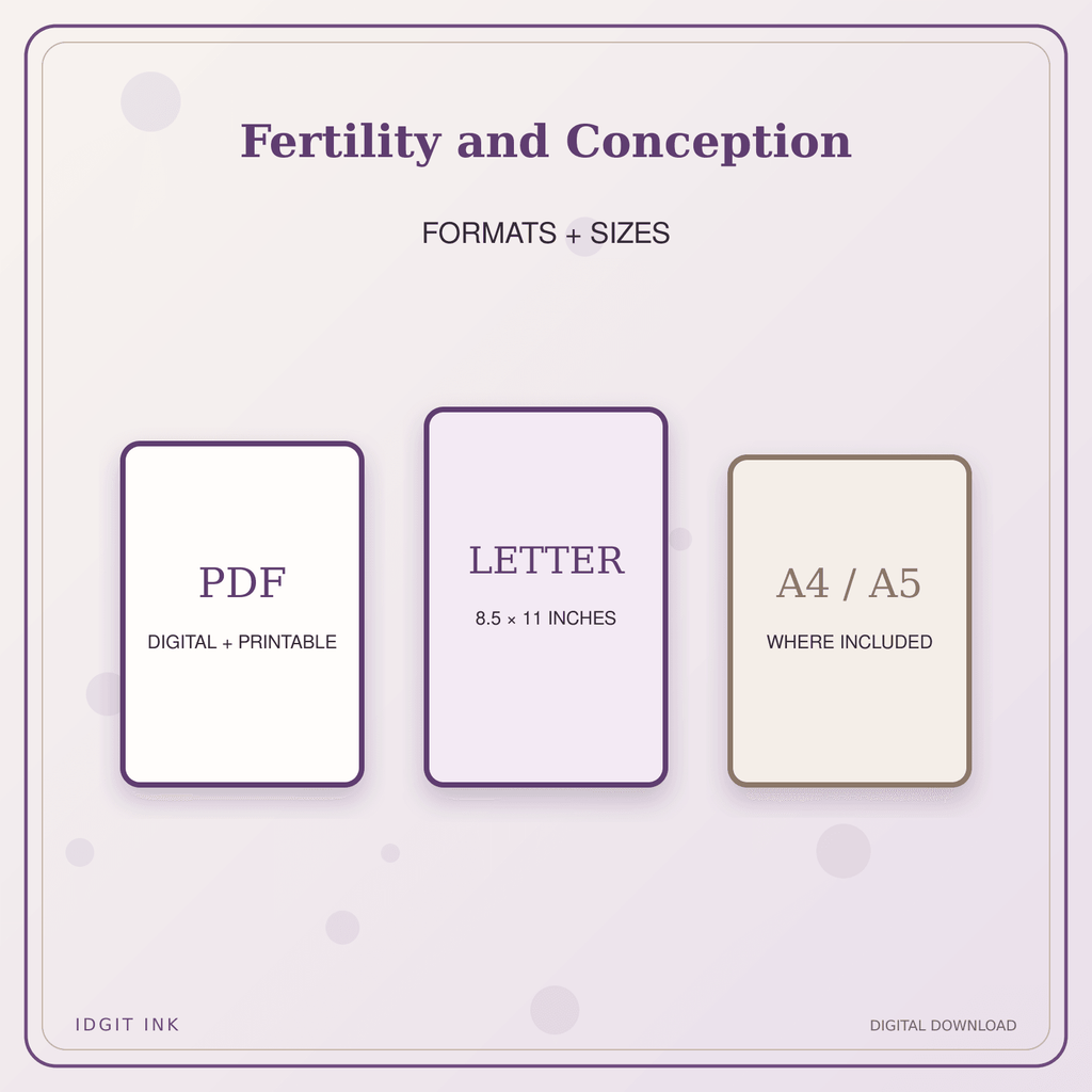 Idgit Ink Fertility and Conception deluxe journal and planner bundle — digital formats and available page sizes