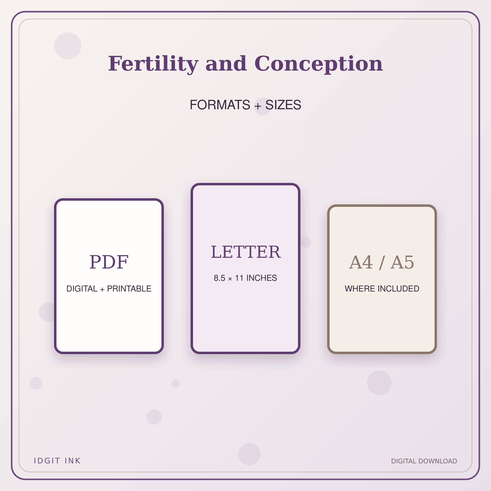 Idgit Ink Fertility and Conception deluxe journal and planner bundle — digital formats and available page sizes