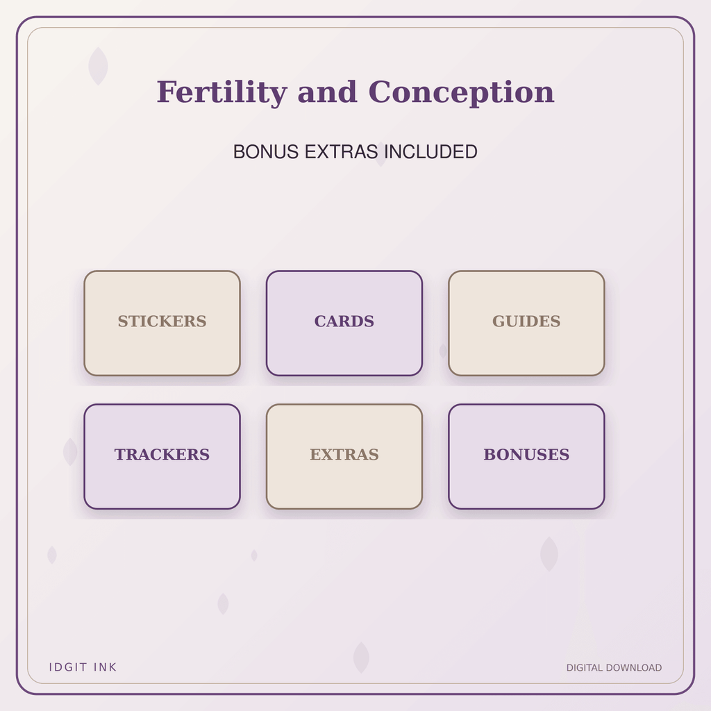 Idgit Ink Fertility and Conception deluxe journal and planner bundle — included digital stickers and cards