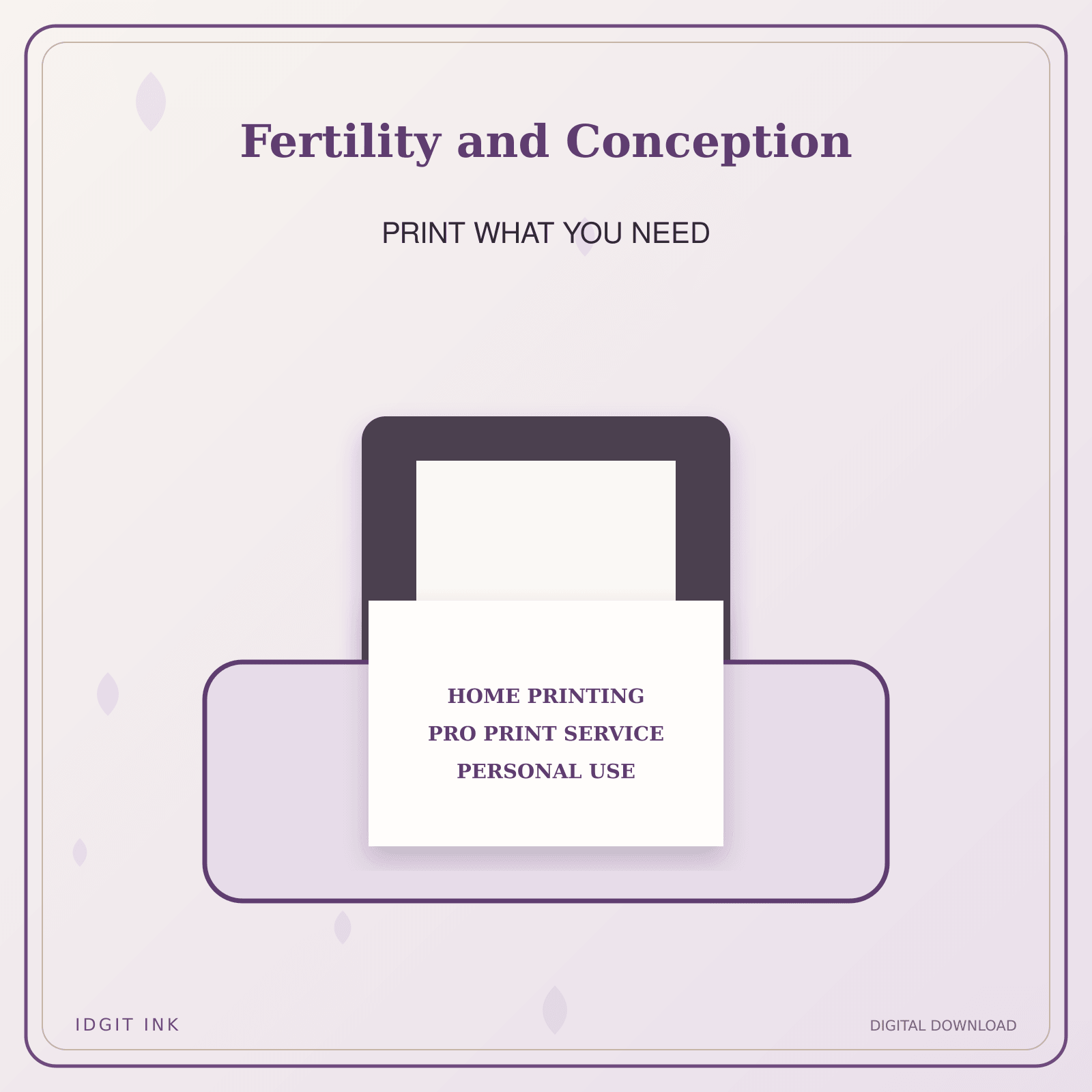 Idgit Ink Fertility and Conception deluxe journal and planner bundle — home and professional printing information