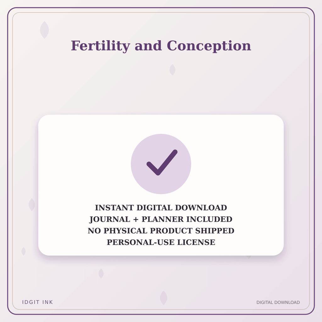Idgit Ink Fertility and Conception deluxe journal and planner bundle — instant download and no physical product notice