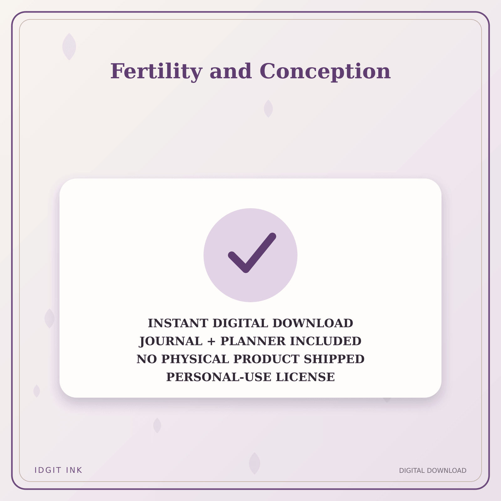 Idgit Ink Fertility and Conception deluxe journal and planner bundle — instant download and no physical product notice