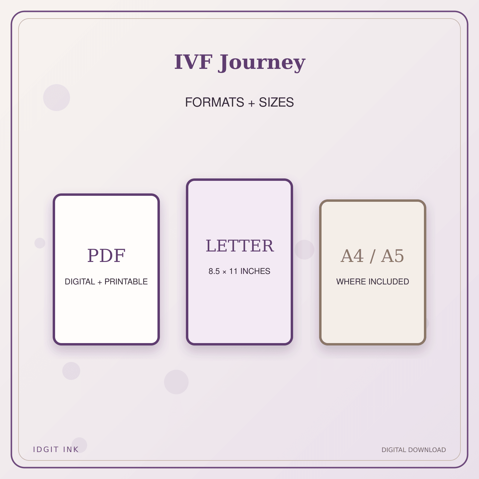 Idgit Ink IVF Journey deluxe journal and planner bundle — digital formats and available page sizes