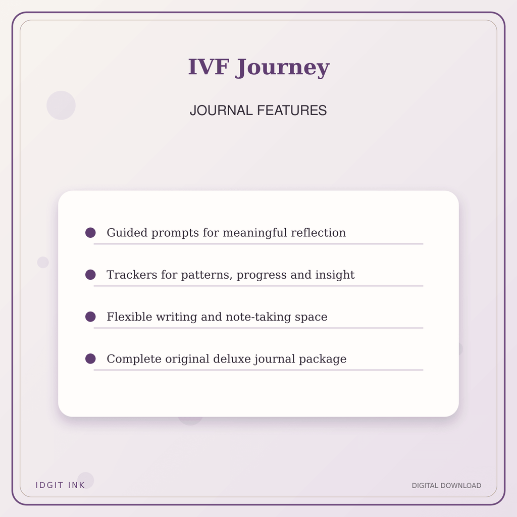 Idgit Ink IVF Journey deluxe journal and planner bundle — journal prompts and reflection features