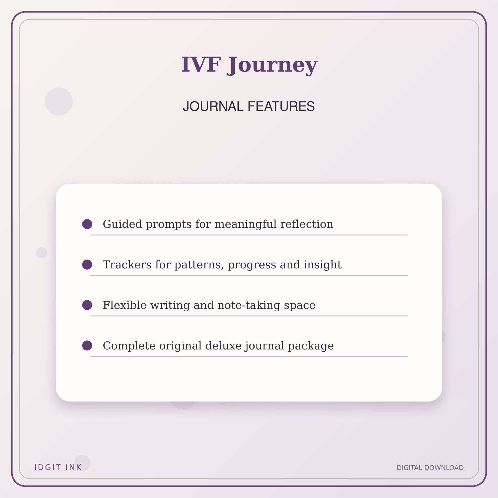 Idgit Ink IVF Journey deluxe journal and planner bundle — journal prompts and reflection features