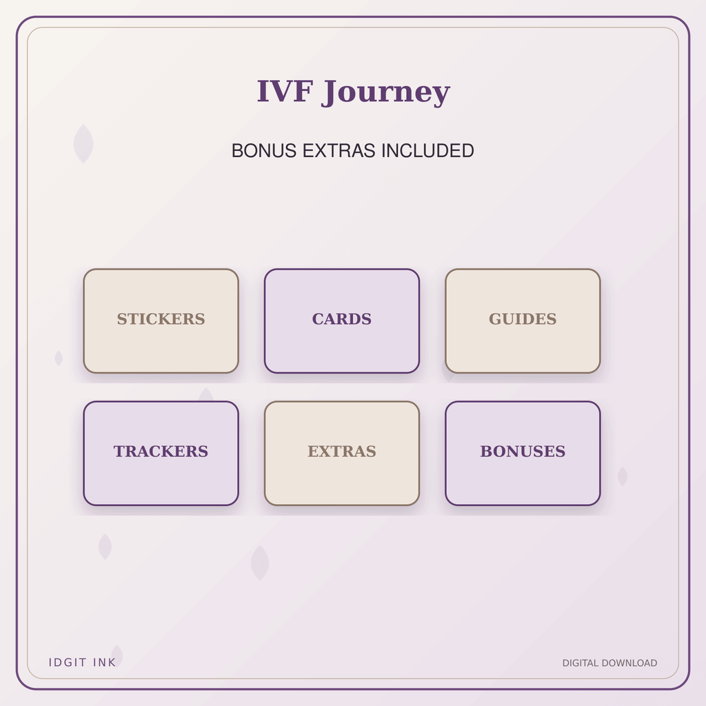 Idgit Ink IVF Journey deluxe journal and planner bundle — included digital stickers and cards