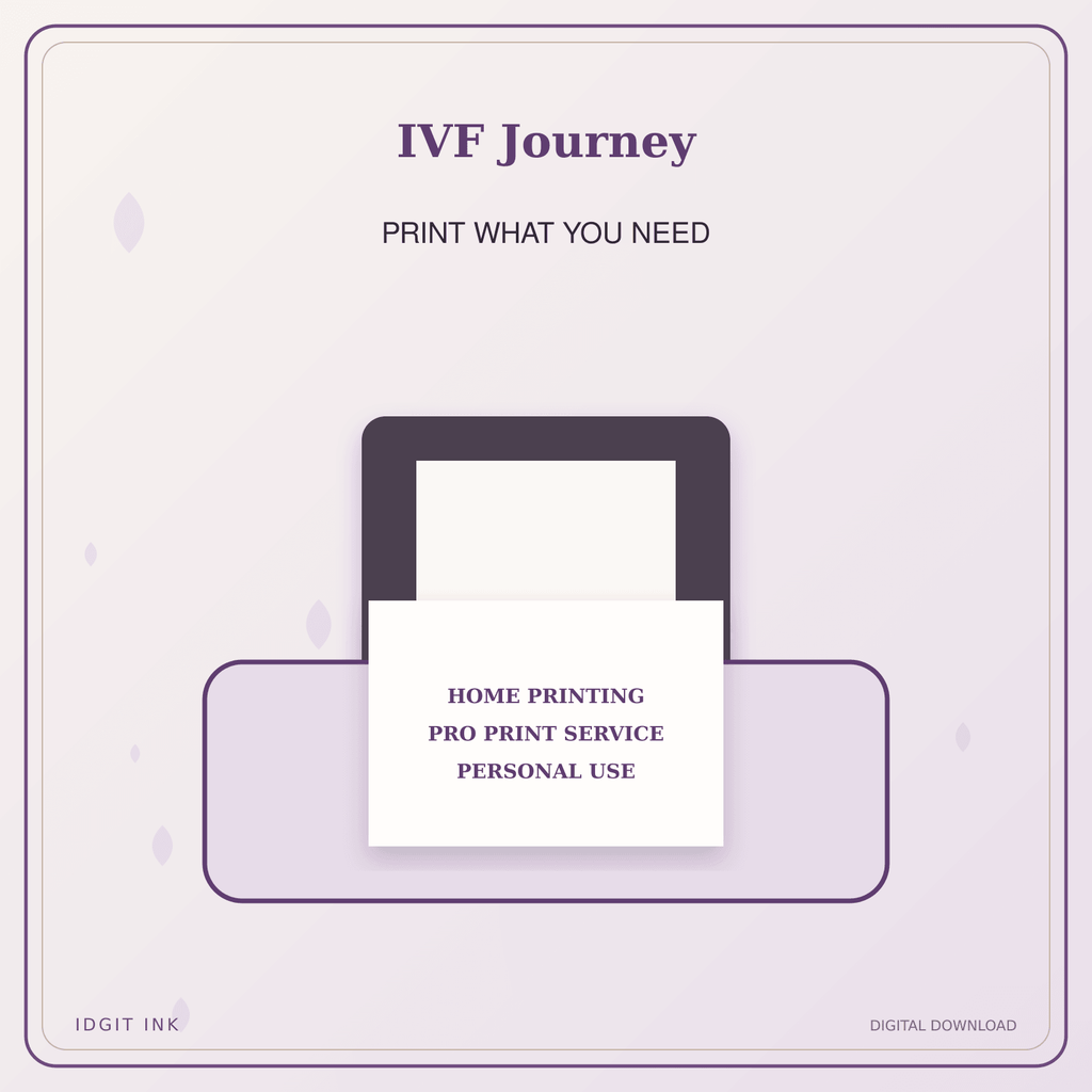 Idgit Ink IVF Journey deluxe journal and planner bundle — home and professional printing information