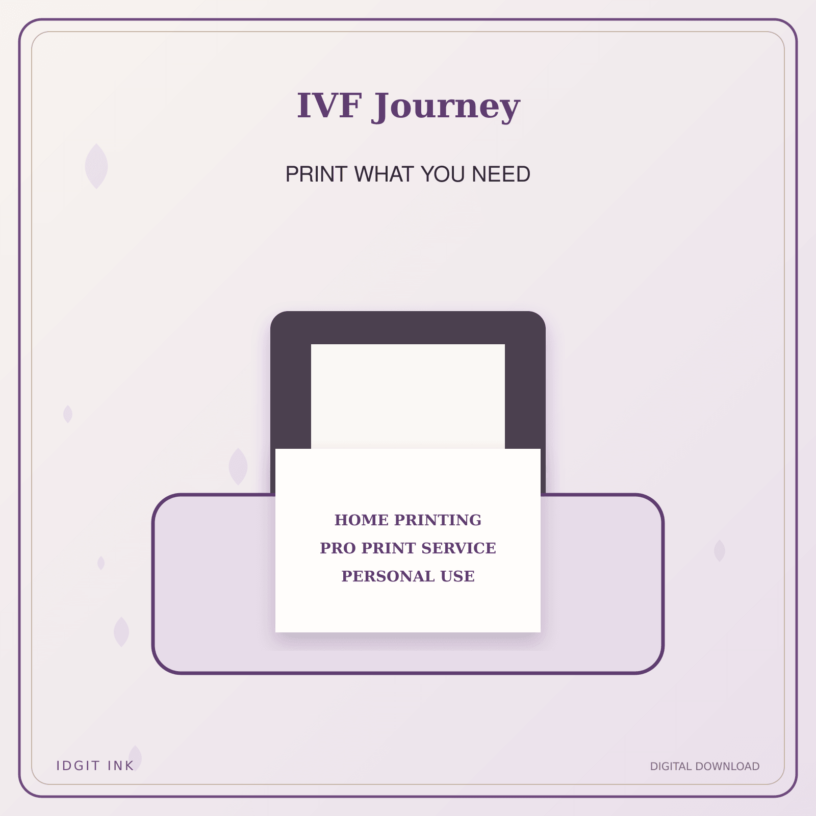 Idgit Ink IVF Journey deluxe journal and planner bundle — home and professional printing information