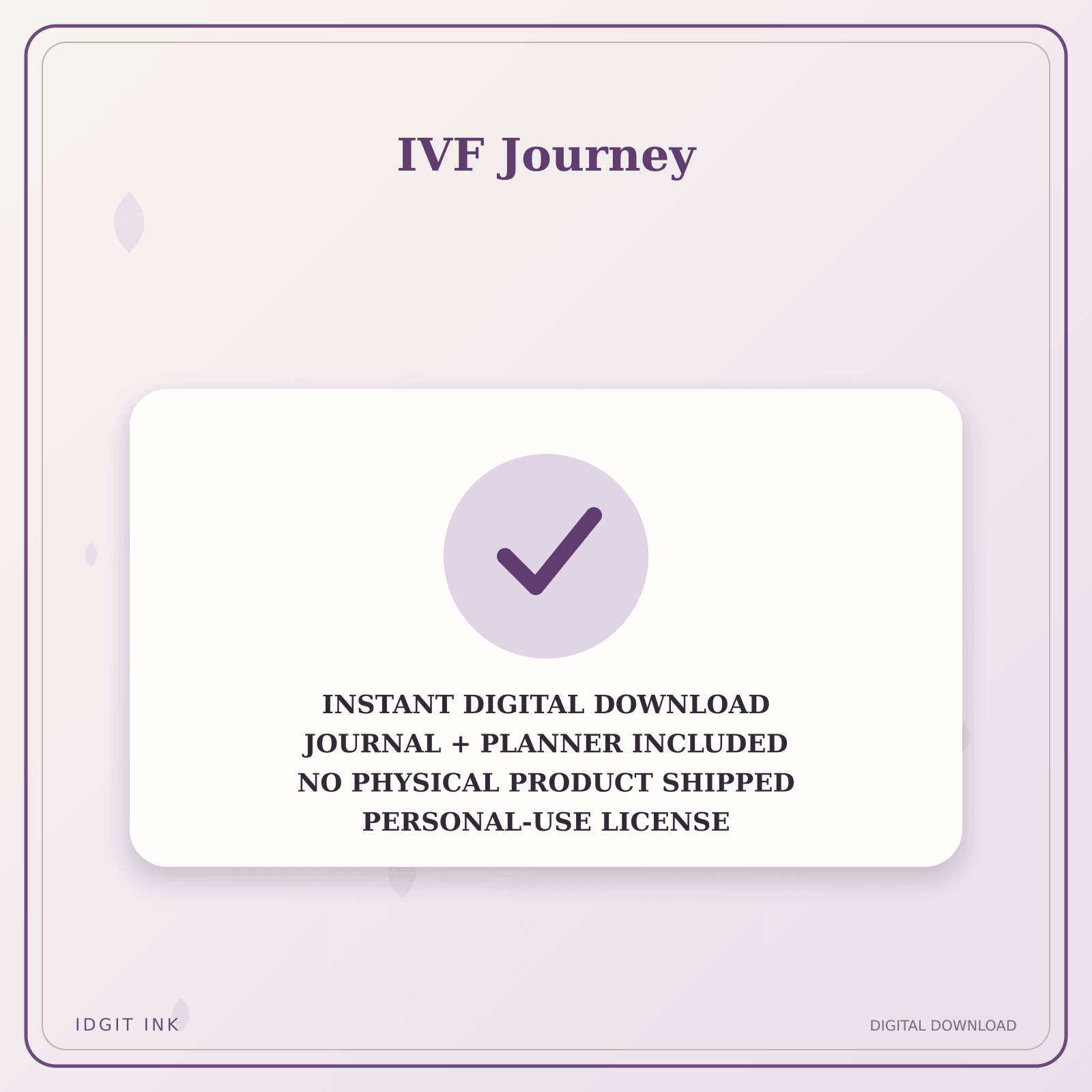 Idgit Ink IVF Journey deluxe journal and planner bundle — instant download and no physical product notice