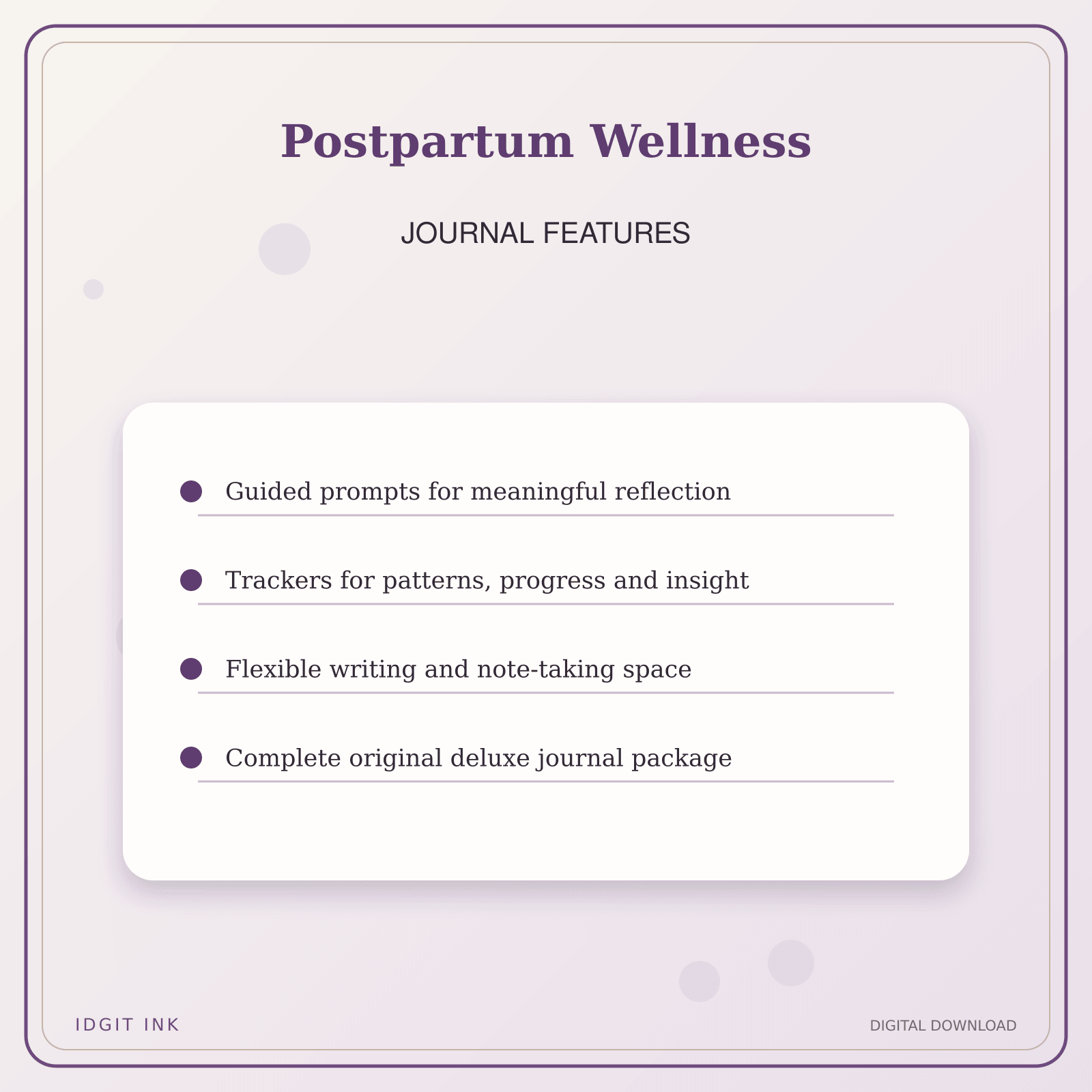 Idgit Ink Postpartum Wellness deluxe journal and planner bundle — journal prompts and reflection features