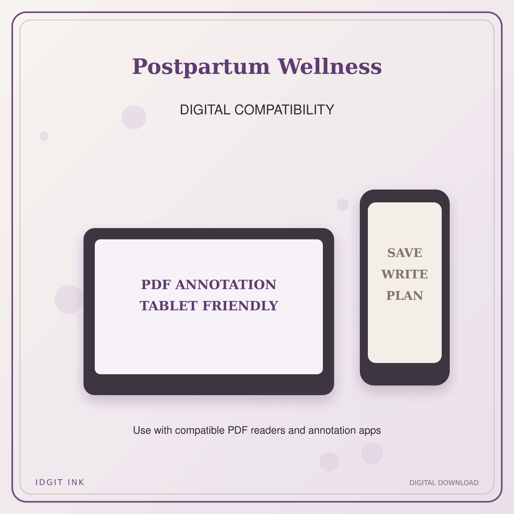 Idgit Ink Postpartum Wellness deluxe journal and planner bundle — tablet and pdf annotation compatibility