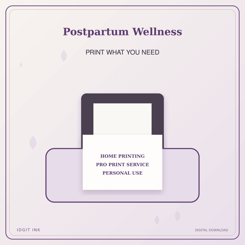 Idgit Ink Postpartum Wellness deluxe journal and planner bundle — home and professional printing information