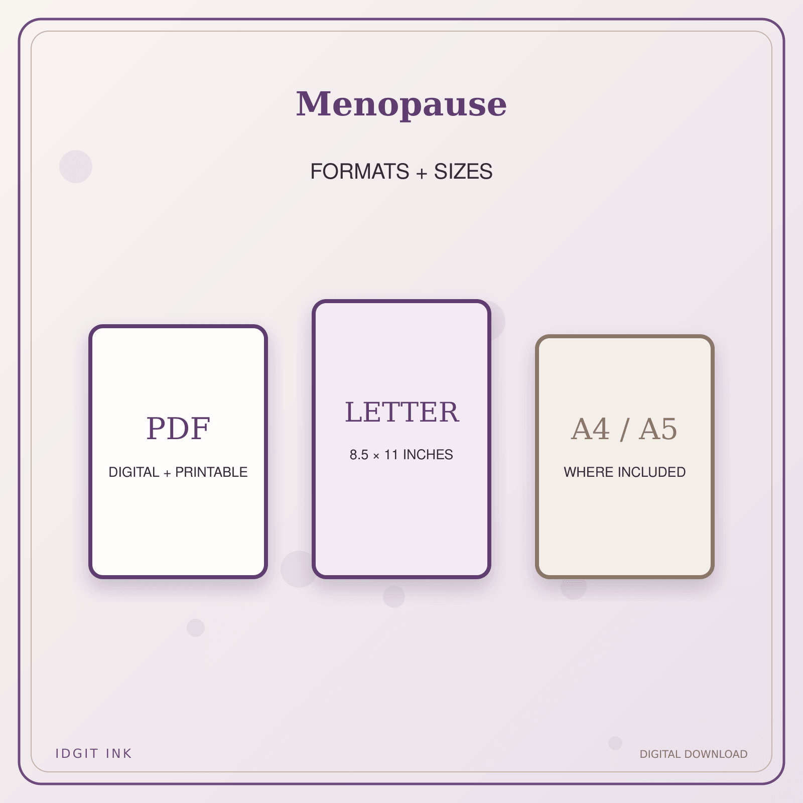 Idgit Ink Menopause deluxe journal and planner bundle — digital formats and available page sizes