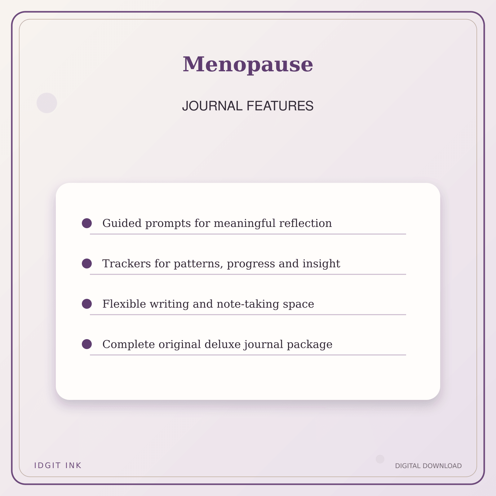 Idgit Ink Menopause deluxe journal and planner bundle — journal prompts and reflection features