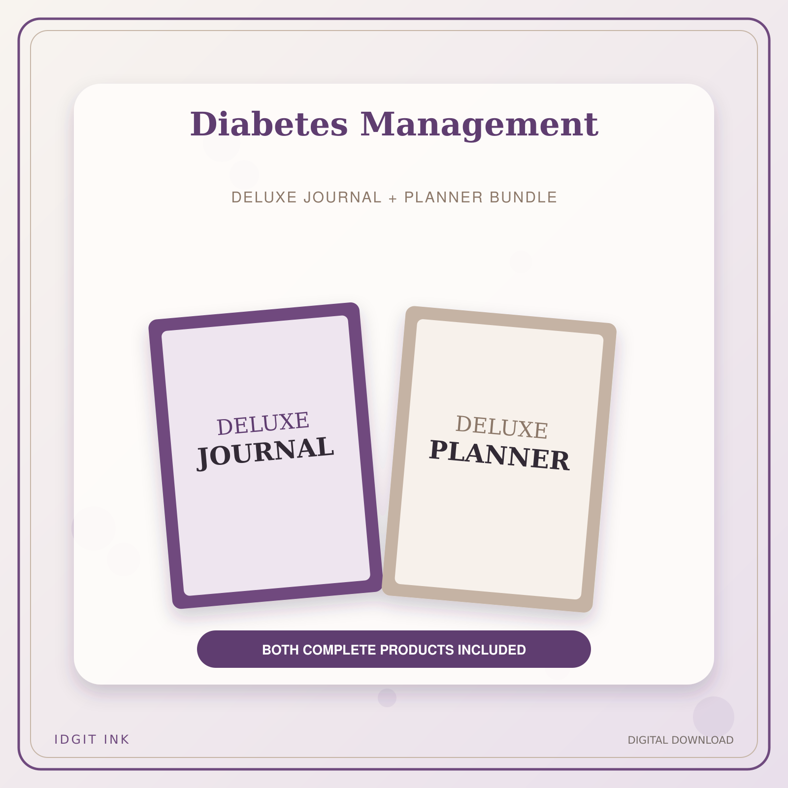 Idgit Ink Diabetes Management deluxe journal and planner bundle — primary bundle cover showing both deluxe products