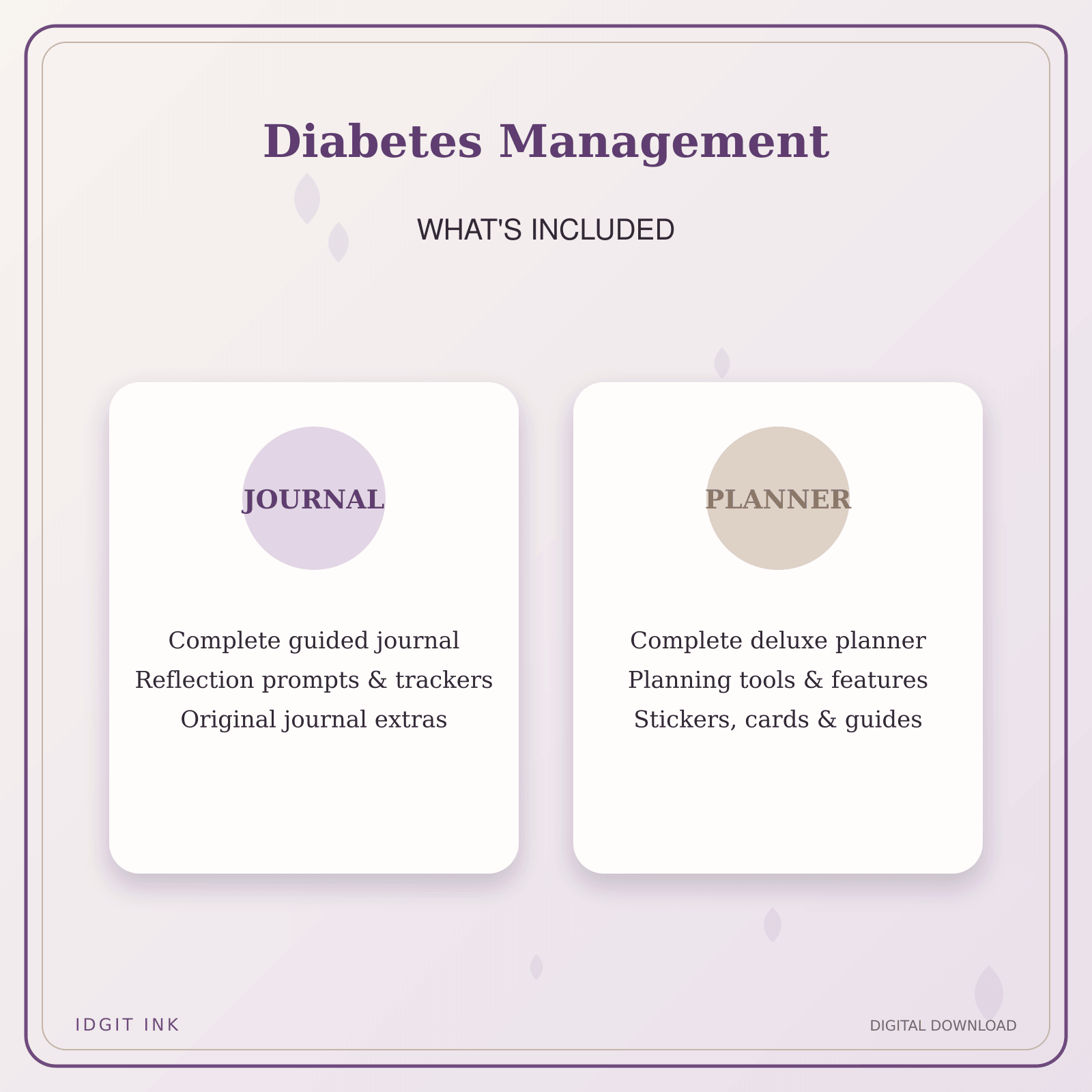Idgit Ink Diabetes Management deluxe journal and planner bundle — complete journal and planner bundle contents
