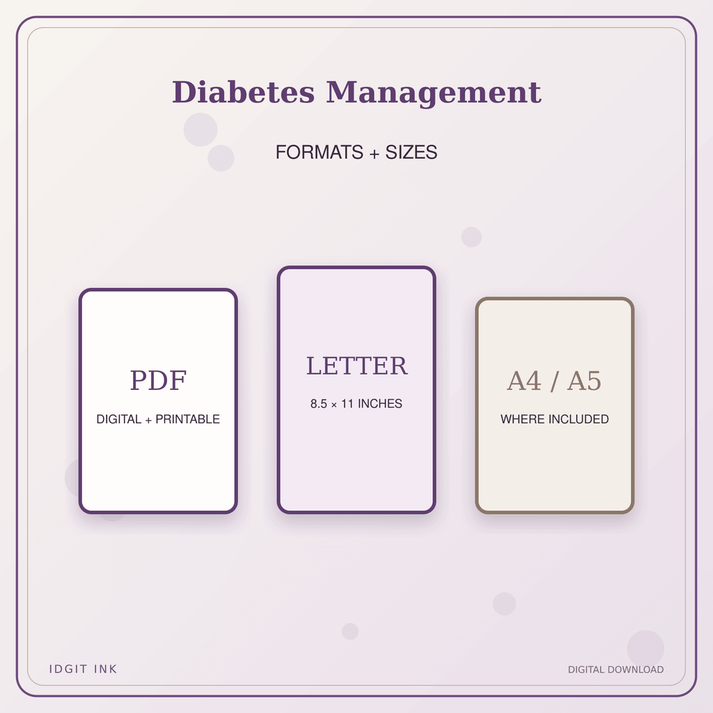 Idgit Ink Diabetes Management deluxe journal and planner bundle — digital formats and available page sizes