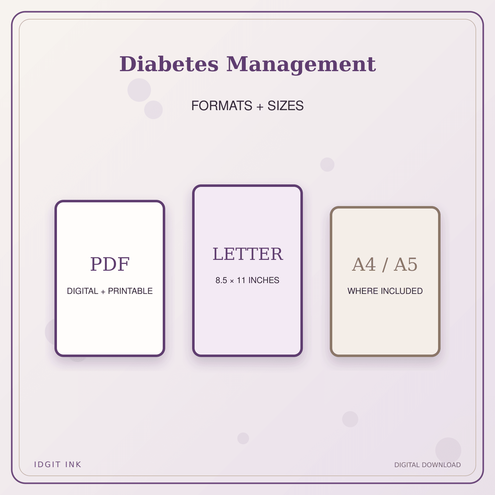 Idgit Ink Diabetes Management deluxe journal and planner bundle — digital formats and available page sizes