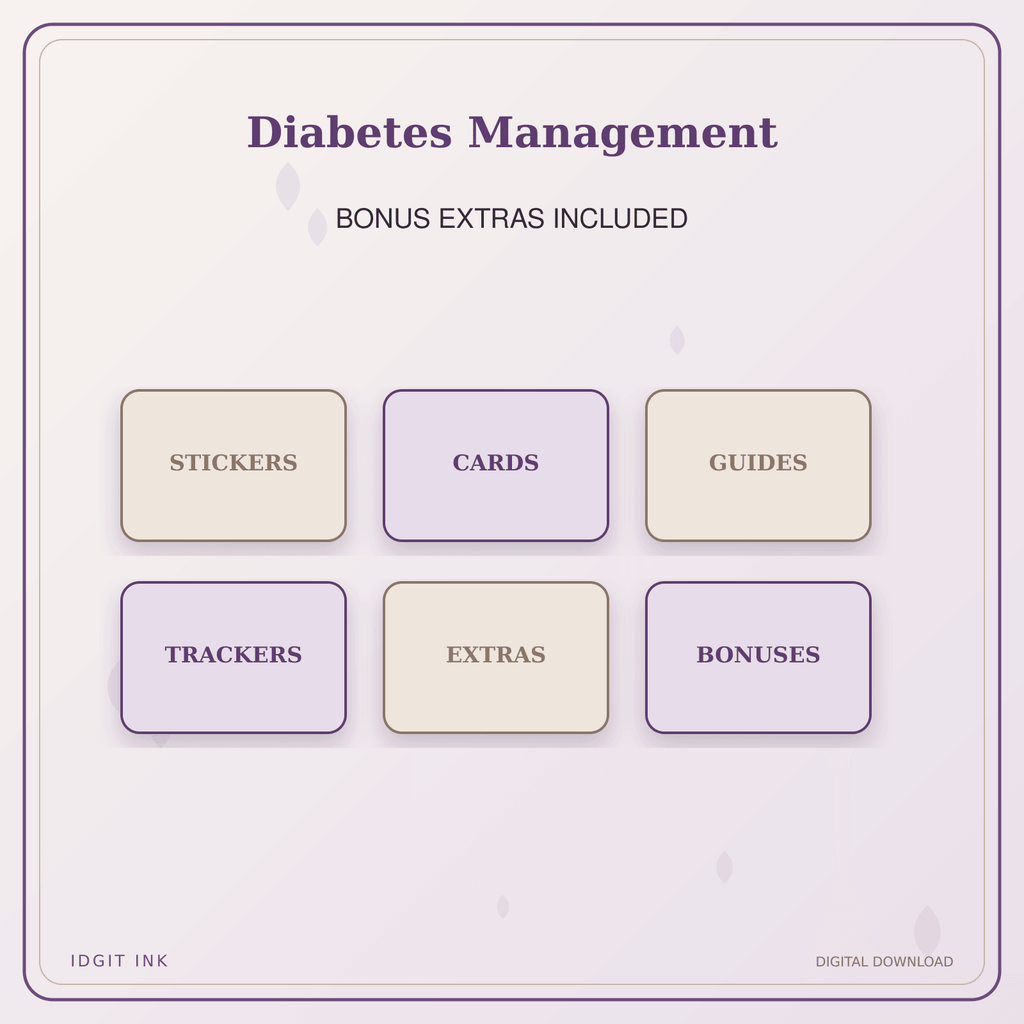 Idgit Ink Diabetes Management deluxe journal and planner bundle — included digital stickers and cards