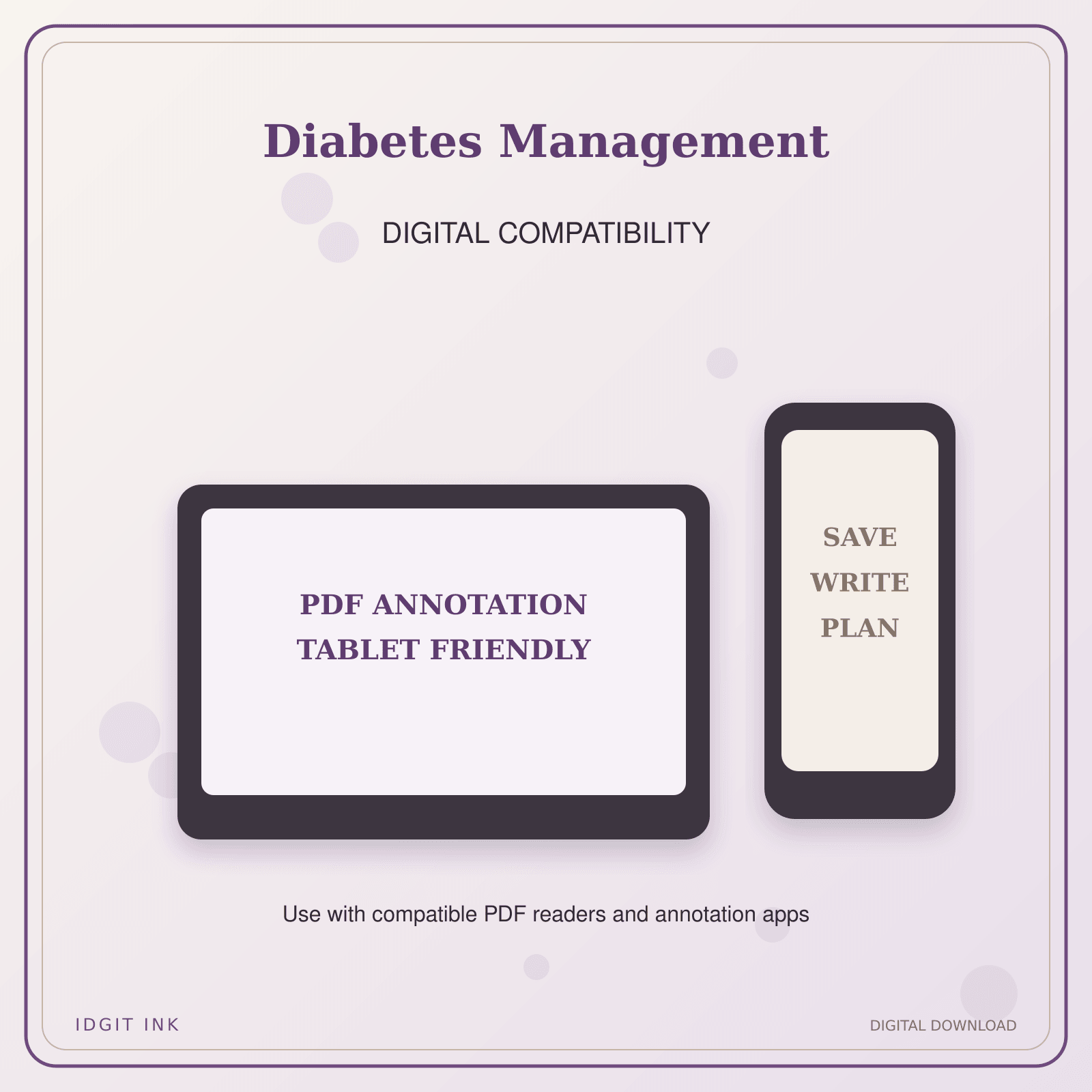 Idgit Ink Diabetes Management deluxe journal and planner bundle — tablet and pdf annotation compatibility