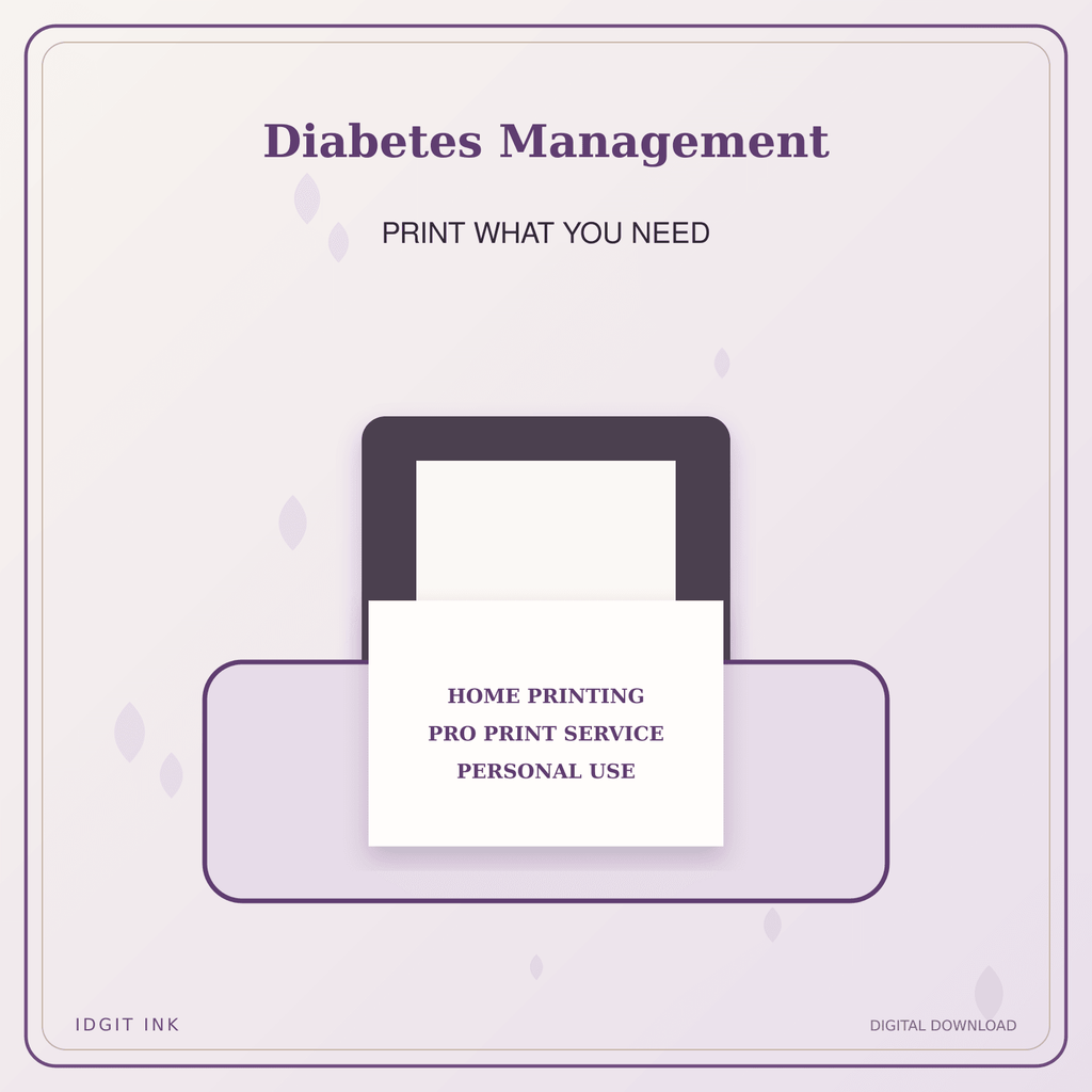 Idgit Ink Diabetes Management deluxe journal and planner bundle — home and professional printing information