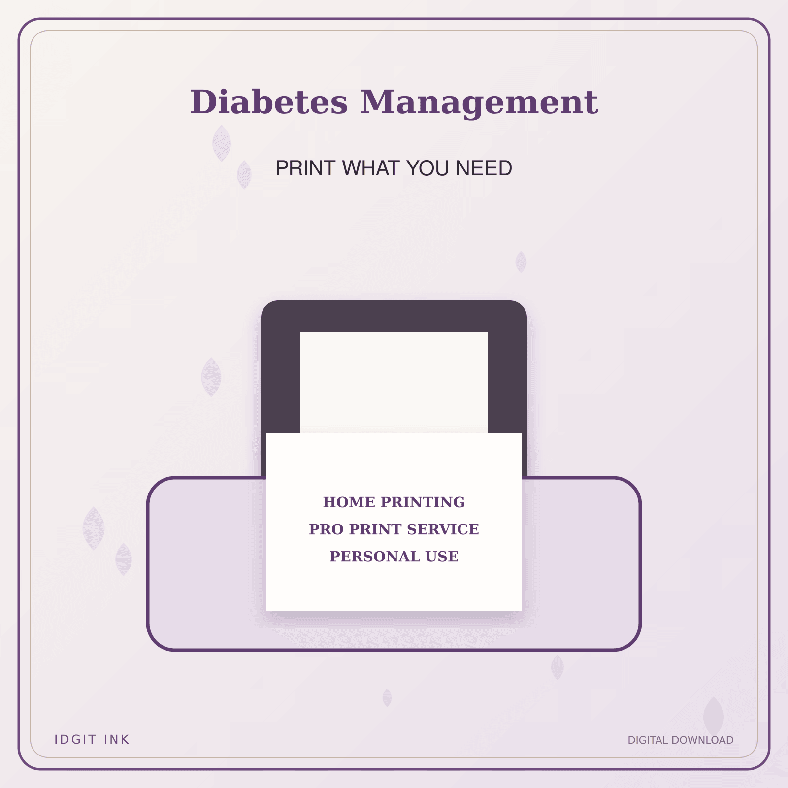 Idgit Ink Diabetes Management deluxe journal and planner bundle — home and professional printing information