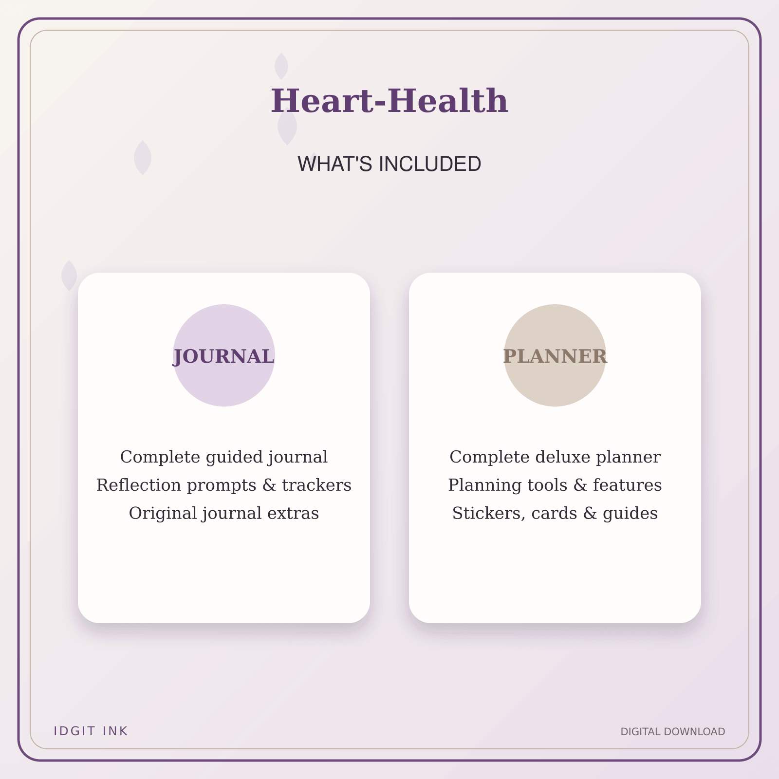 Idgit Ink Heart-Health deluxe journal and planner bundle — complete journal and planner bundle contents