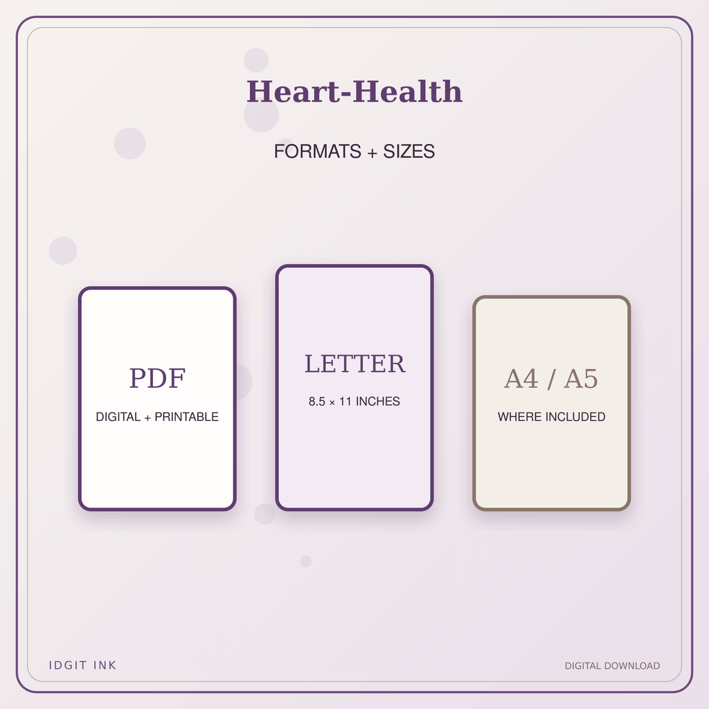 Idgit Ink Heart-Health deluxe journal and planner bundle — digital formats and available page sizes