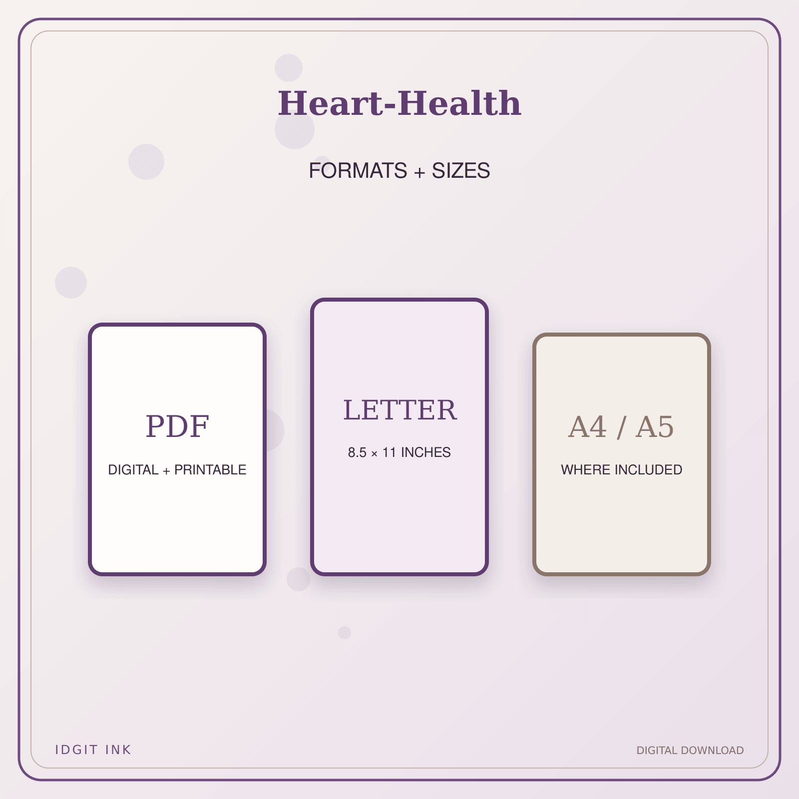 Idgit Ink Heart-Health deluxe journal and planner bundle — digital formats and available page sizes
