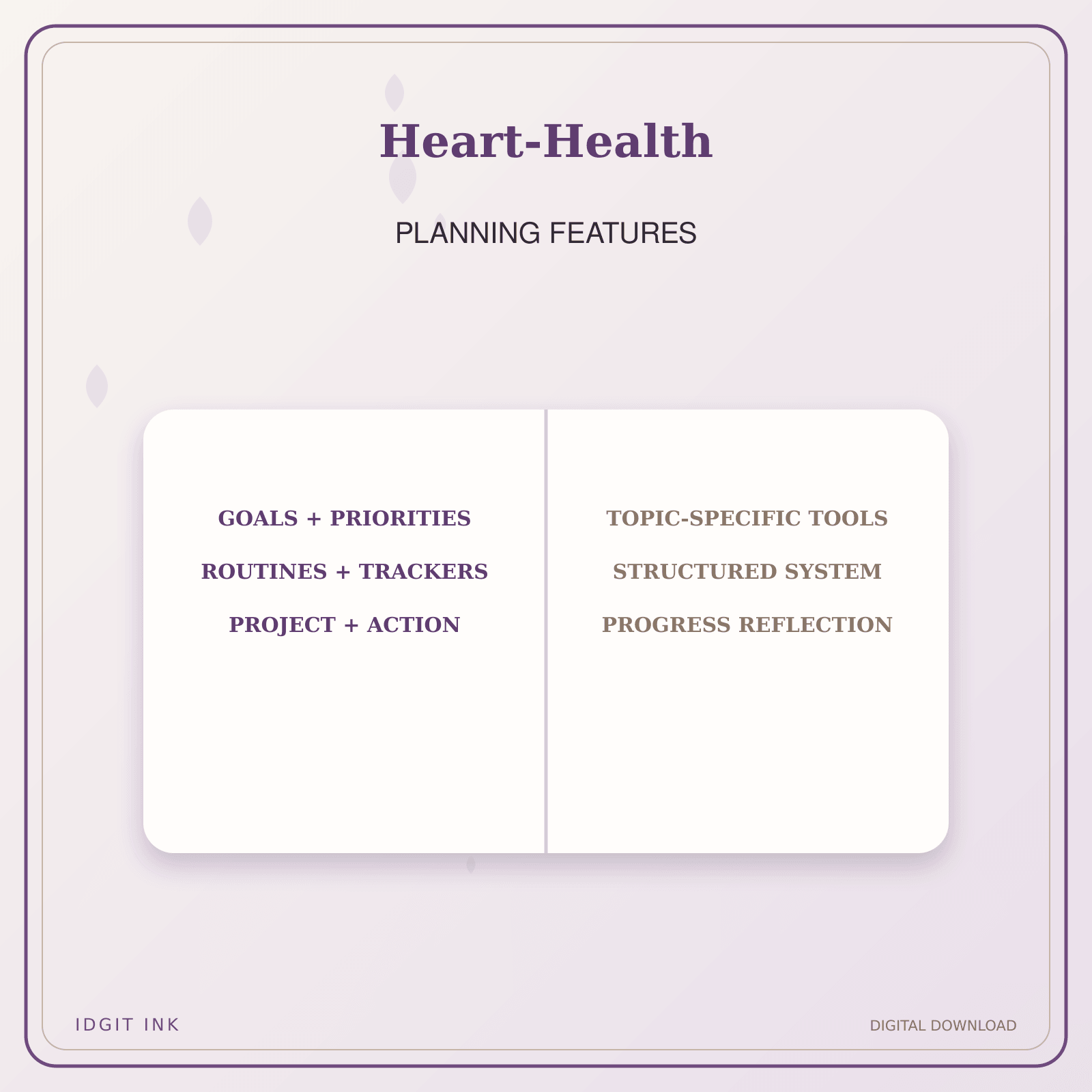 Idgit Ink Heart-Health deluxe journal and planner bundle — planner organization and planning features