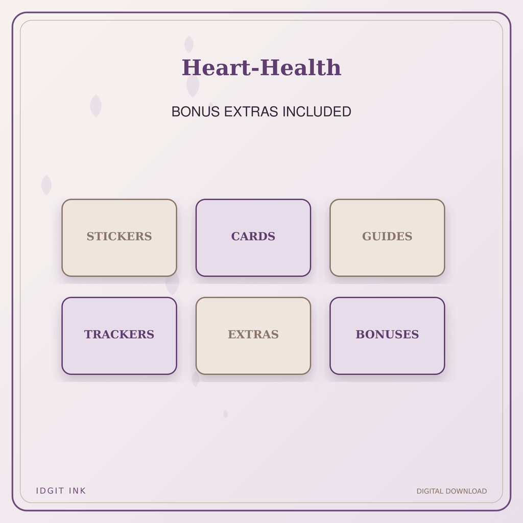 Idgit Ink Heart-Health deluxe journal and planner bundle — included digital stickers and cards