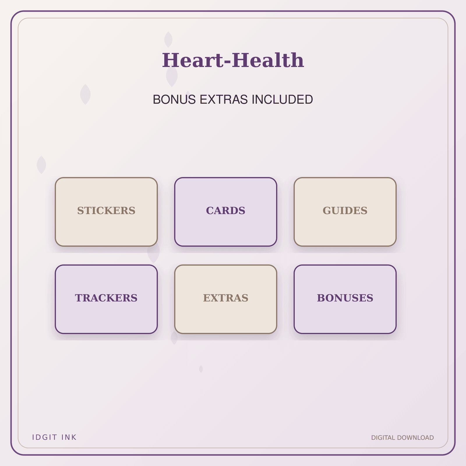 Idgit Ink Heart-Health deluxe journal and planner bundle — included digital stickers and cards