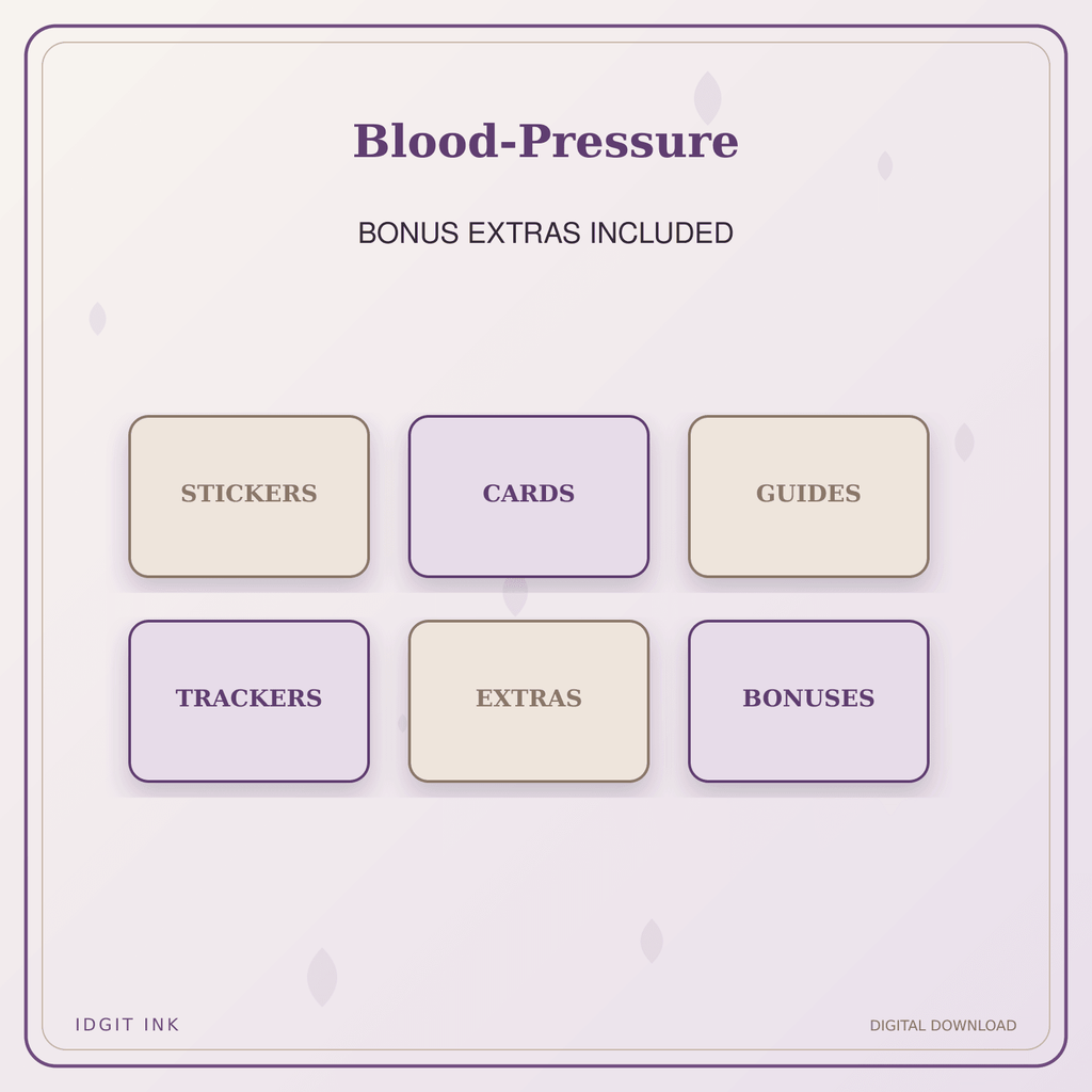 Idgit Ink Blood-Pressure deluxe journal and planner bundle — included digital stickers and cards