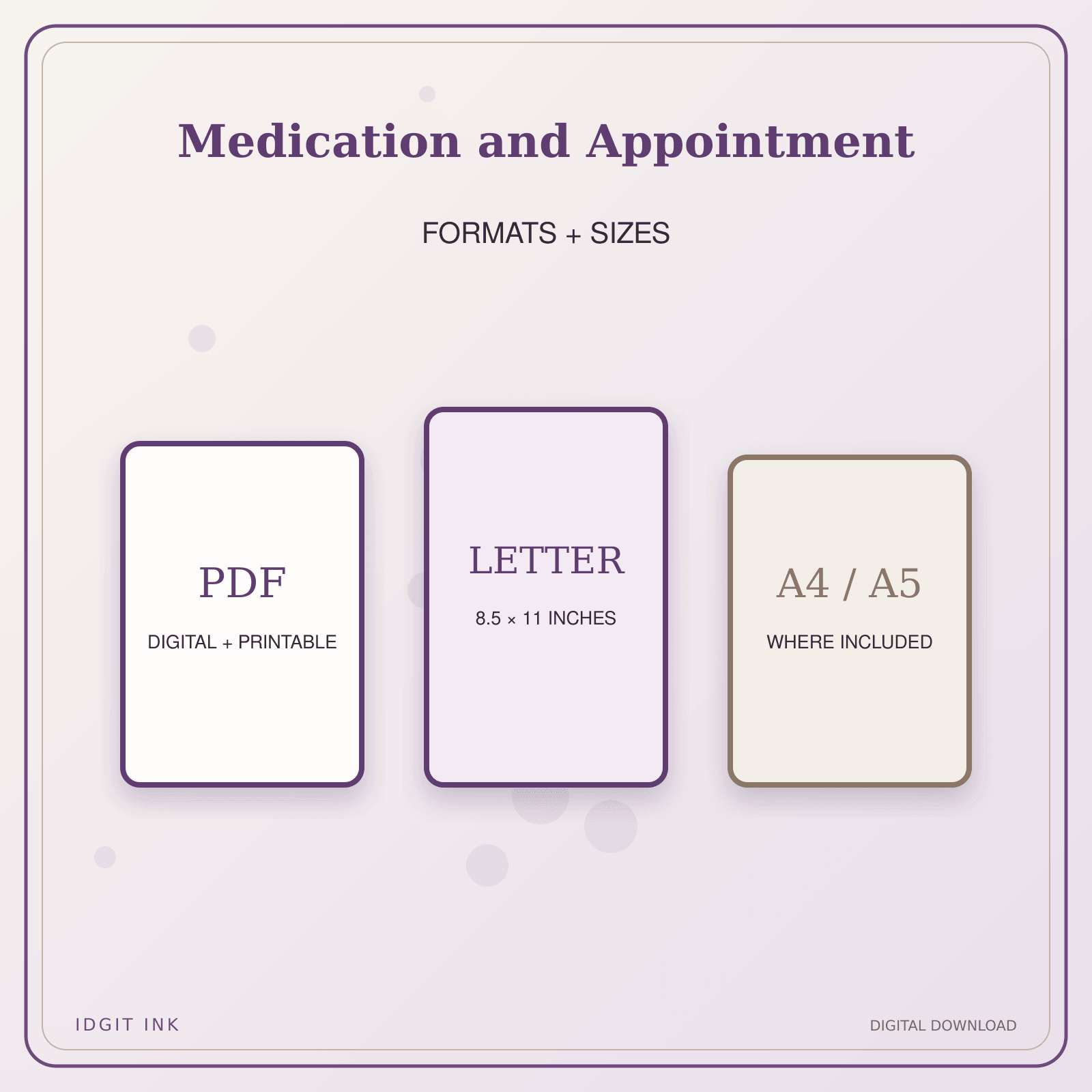 Idgit Ink Medication and Appointment deluxe journal and planner bundle — digital formats and available page sizes