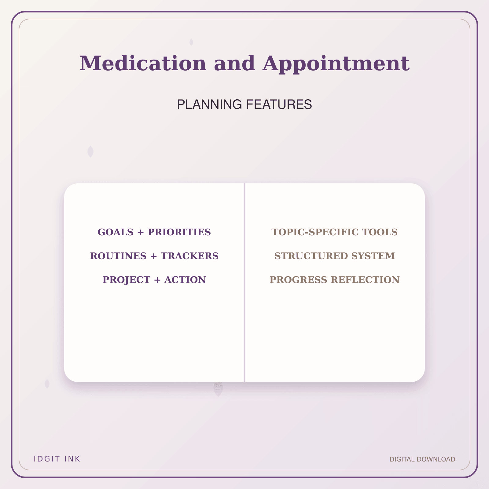 Idgit Ink Medication and Appointment deluxe journal and planner bundle — planner organization and planning features