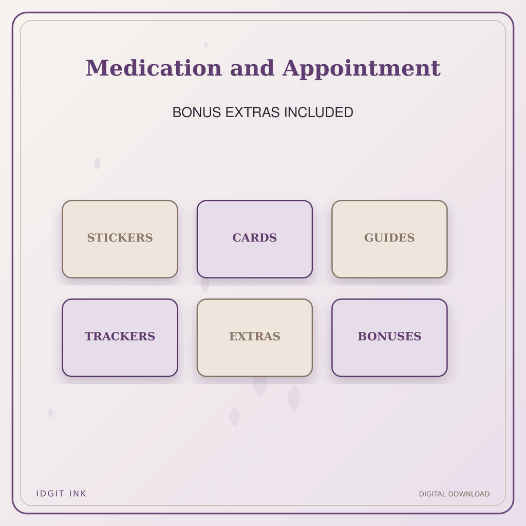 Idgit Ink Medication and Appointment deluxe journal and planner bundle — included digital stickers and cards