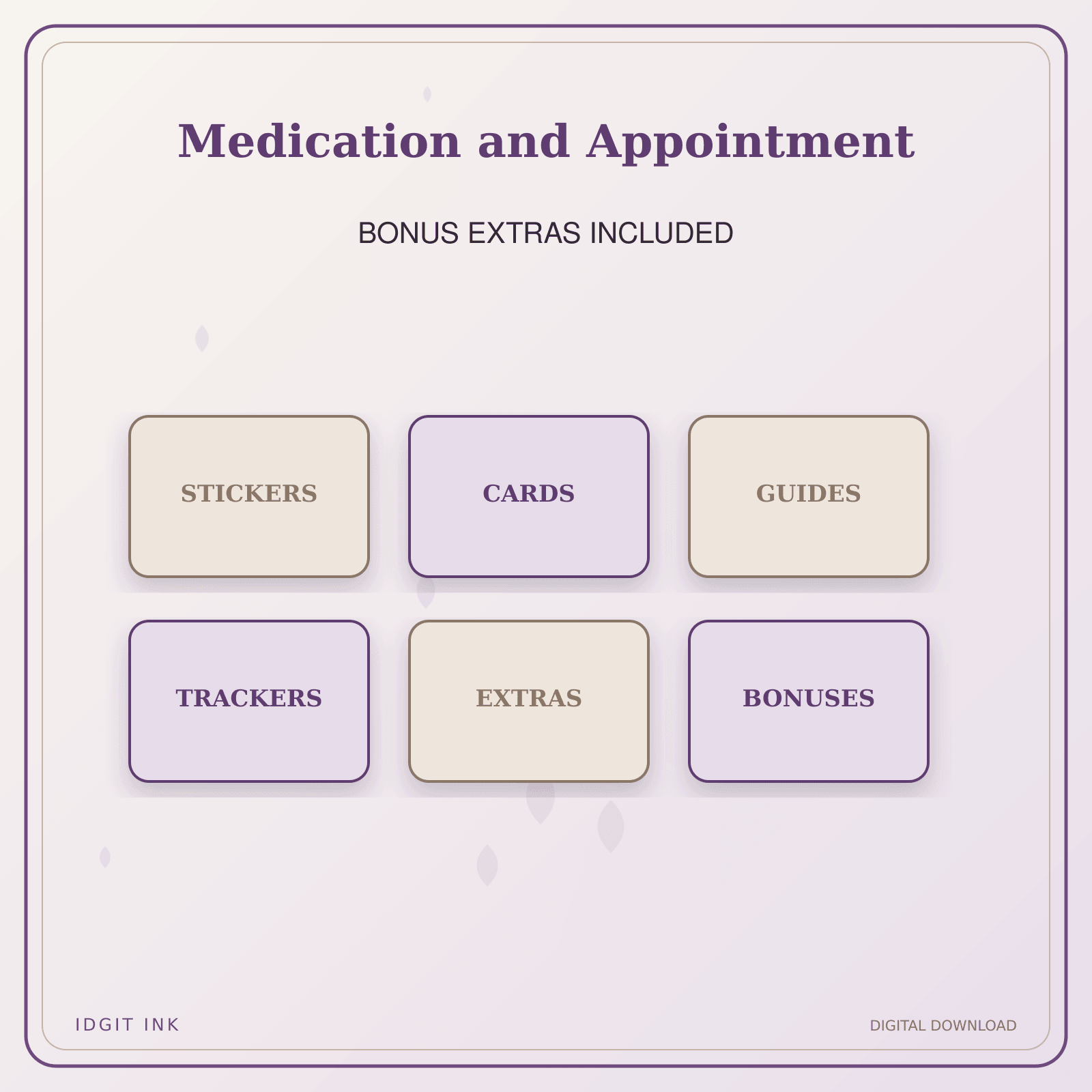 Idgit Ink Medication and Appointment deluxe journal and planner bundle — included digital stickers and cards