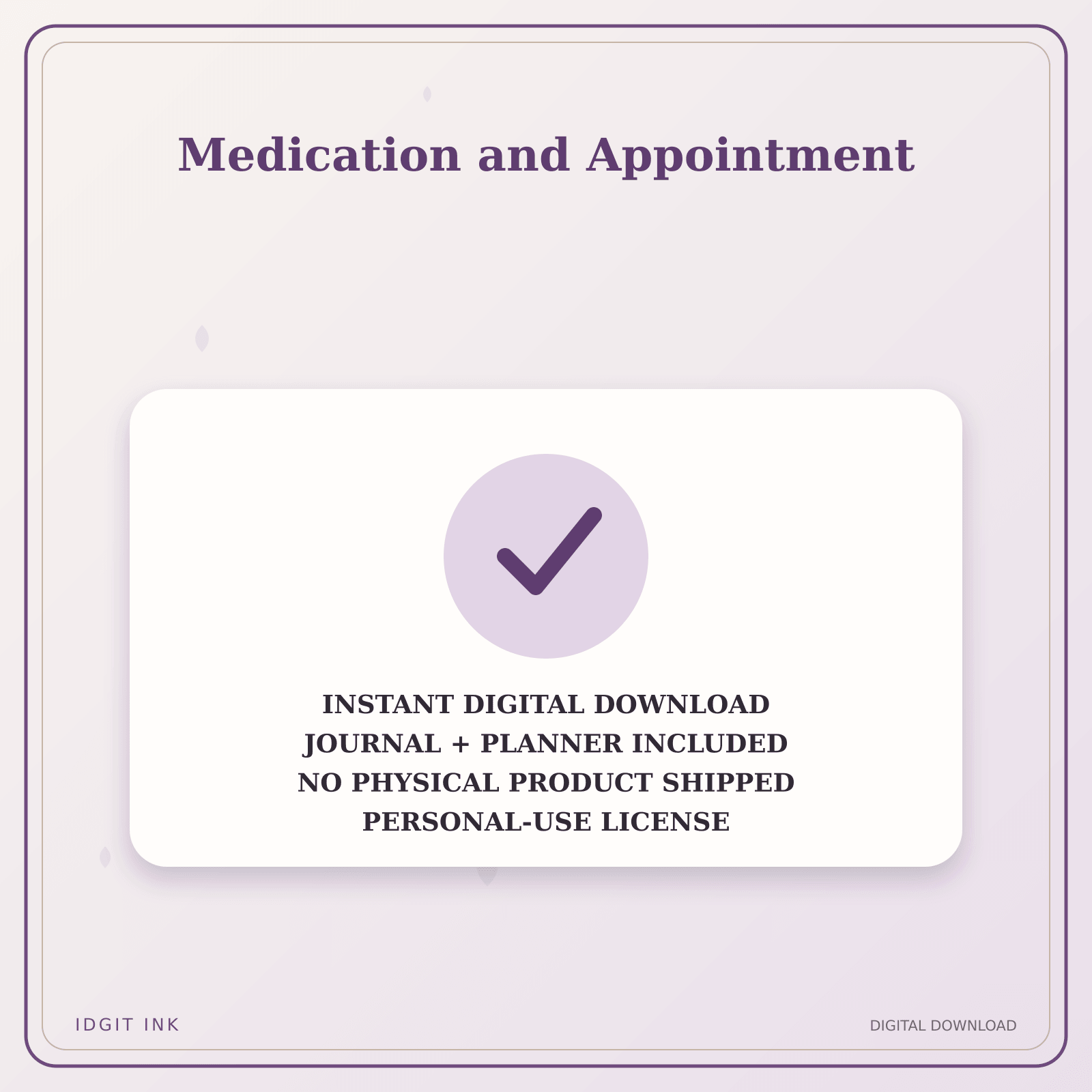 Idgit Ink Medication and Appointment deluxe journal and planner bundle — instant download and no physical product notice