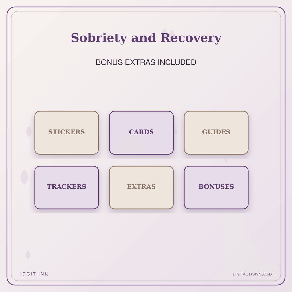 Idgit Ink Sobriety and Recovery deluxe journal and planner bundle — included digital stickers and cards