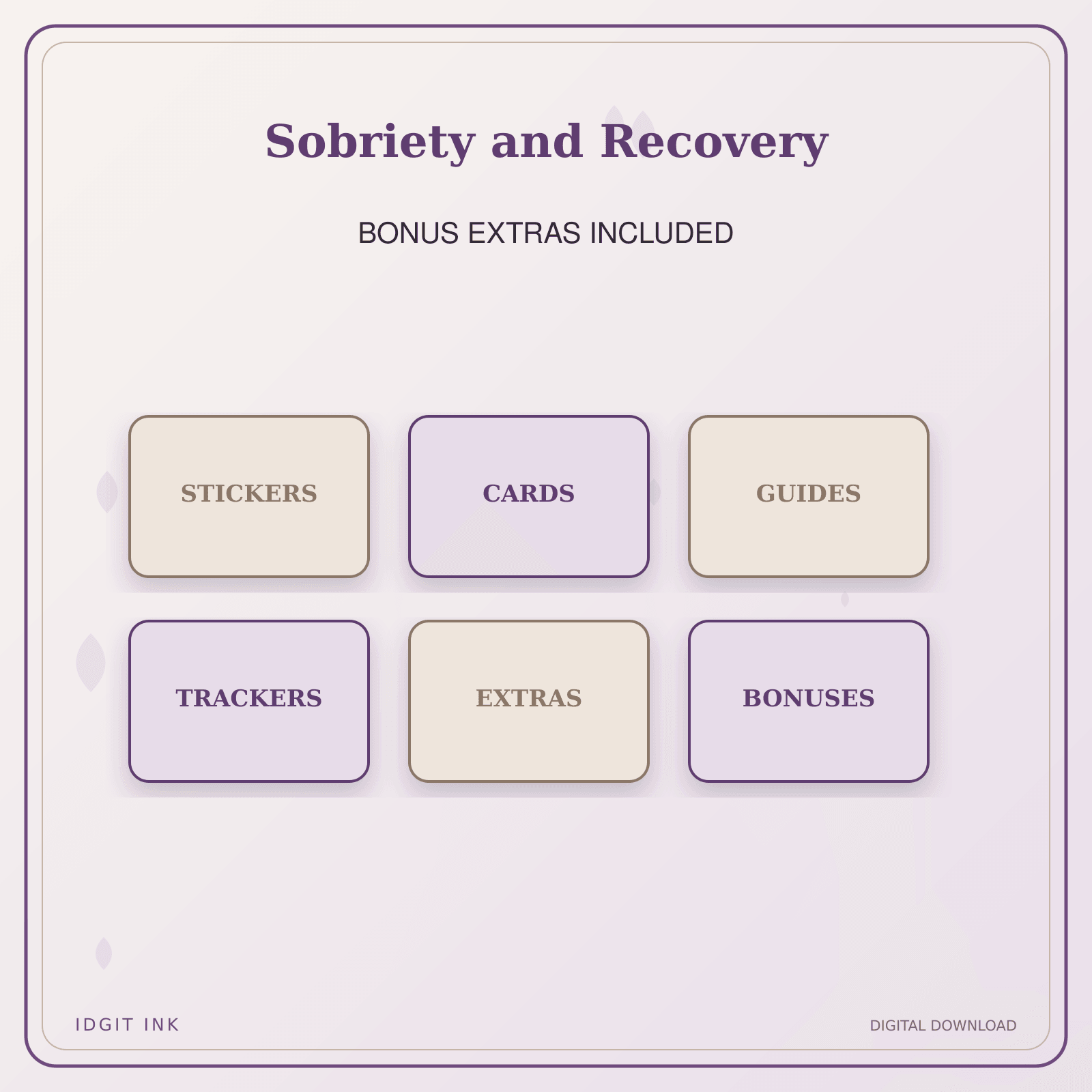 Idgit Ink Sobriety and Recovery deluxe journal and planner bundle — included digital stickers and cards