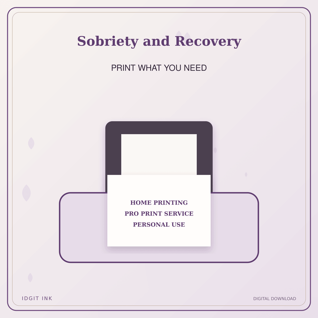 Idgit Ink Sobriety and Recovery deluxe journal and planner bundle — home and professional printing information