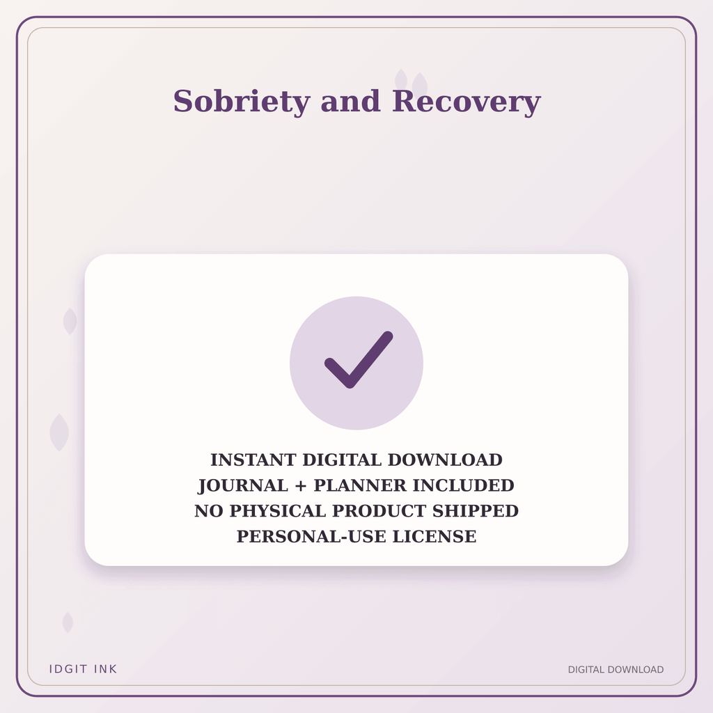 Idgit Ink Sobriety and Recovery deluxe journal and planner bundle — instant download and no physical product notice