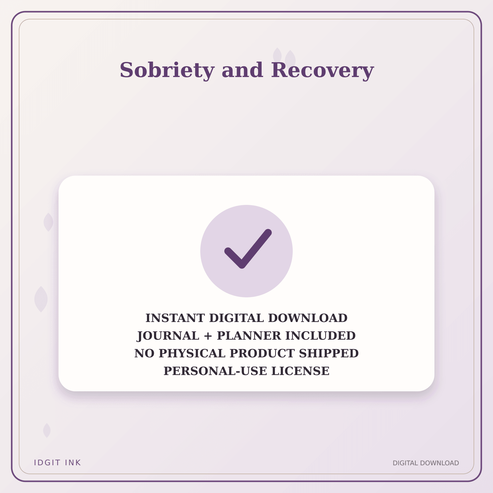 Idgit Ink Sobriety and Recovery deluxe journal and planner bundle — instant download and no physical product notice