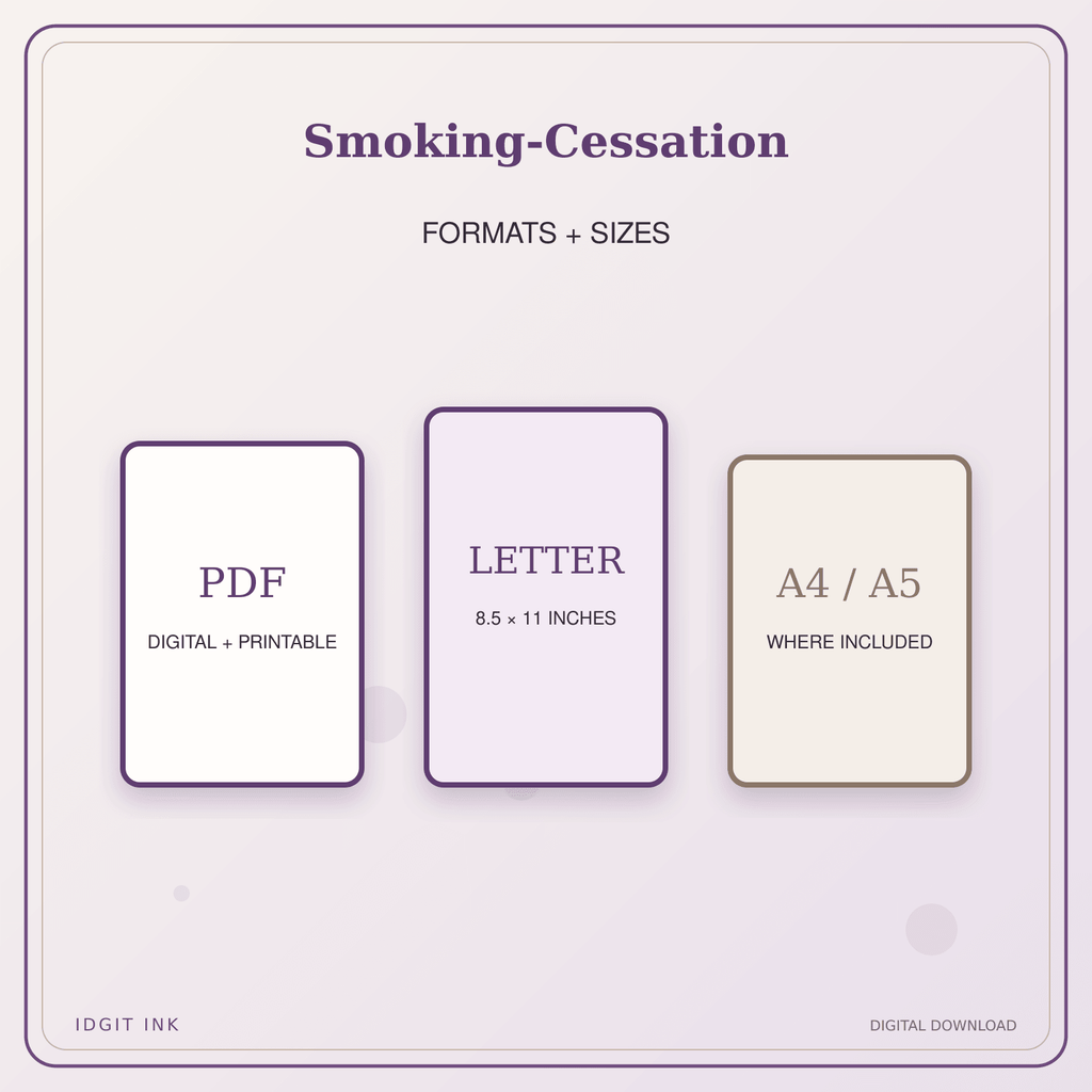 Idgit Ink Smoking-Cessation deluxe journal and planner bundle — digital formats and available page sizes