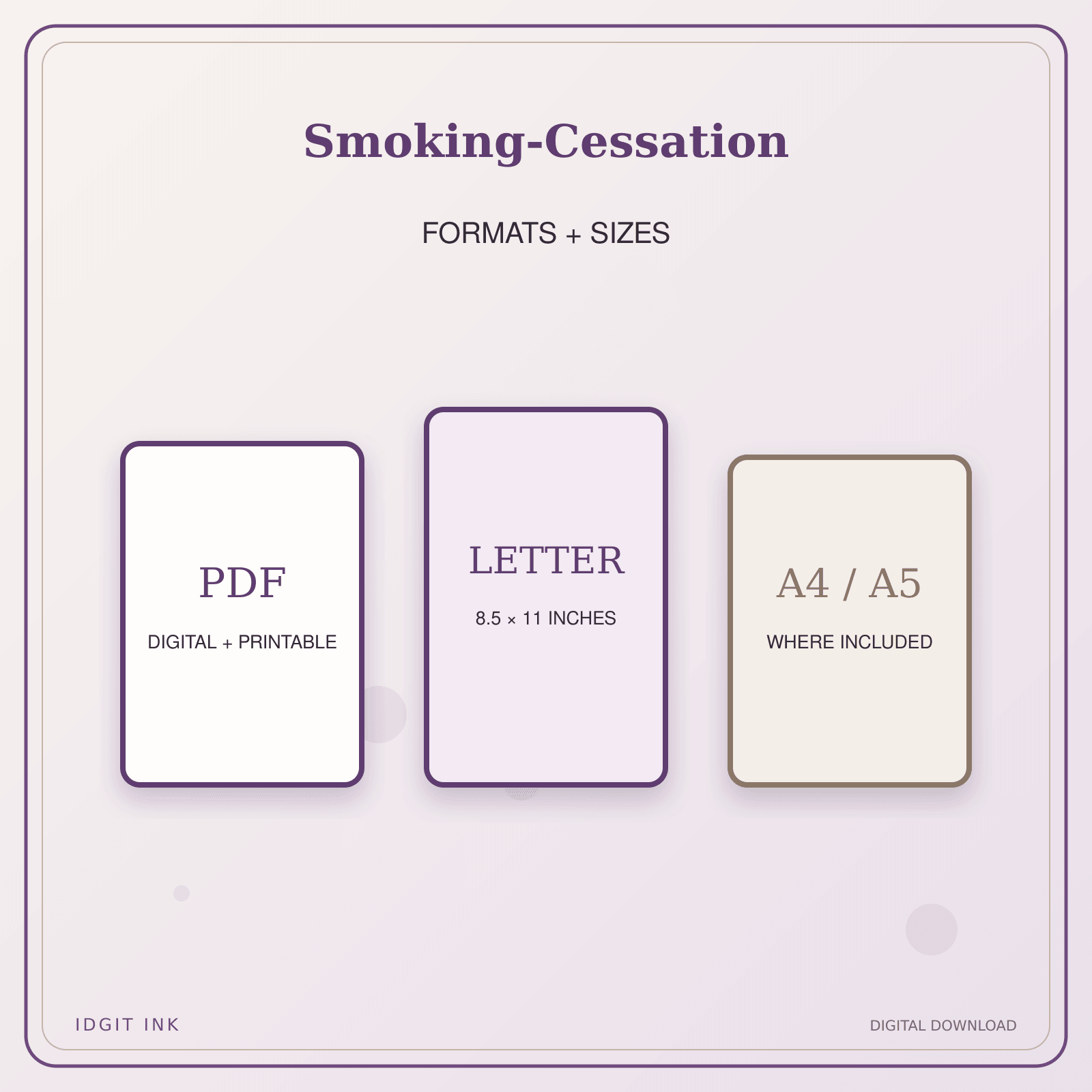 Idgit Ink Smoking-Cessation deluxe journal and planner bundle — digital formats and available page sizes