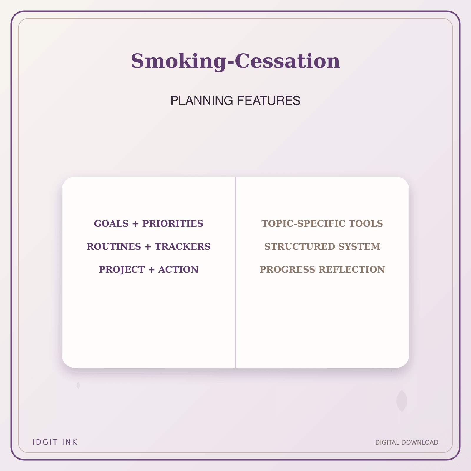 Idgit Ink Smoking-Cessation deluxe journal and planner bundle — planner organization and planning features